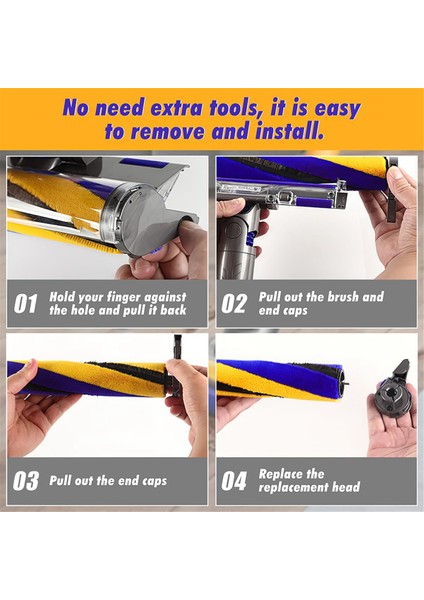 Dyson V8 Slim V10 Slim V12 Detect Slim V15 Detect Slim Kablosuz Elektrikli Süpürge Ataşmanları Için Yumuşak Silindir Fırça Yedeği -B (Yurt Dışından) fiyatları