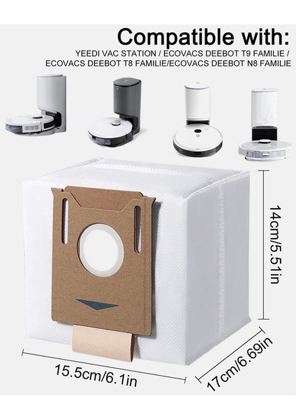 Ecovacs Deebot N8/n8 Pro/n8 Pro Plus/n8 Pro Care, T9/t9+/t9 Aıvı, Yeedi Vac 2 Pro/vac Max/vac Için 12 Adet Toz Torbaları (Yurt Dışından) fiyatları
