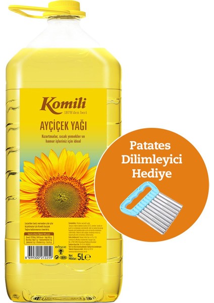 Ayçiçek Yağı 5 Lt Pet + Patates Dilimliyici Hediyeli