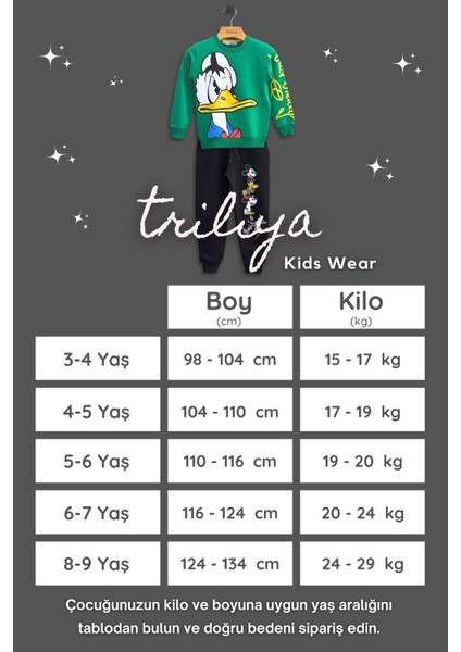 Çocuk Eşofman Takımı-Disney Baskılı 3-9 Yaş Bisiklet Yaka Cepli Mevsimlik Lüks ve Ekonomik indirimleri