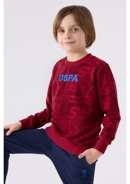 Pamuklu Baskılı Beli Lastikli Bisiklet Yaka Eşofman Takımı Erkek Çocuk Eşofman Takımı US1929 modelleri