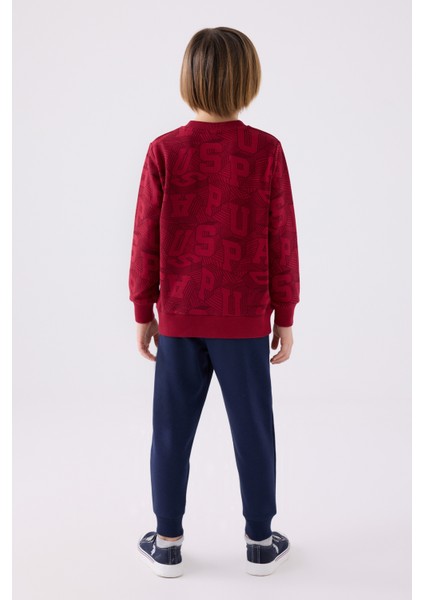 Pamuklu Baskılı Beli Lastikli Bisiklet Yaka Eşofman Takımı Erkek Çocuk Eşofman Takımı US1929 indirimleri