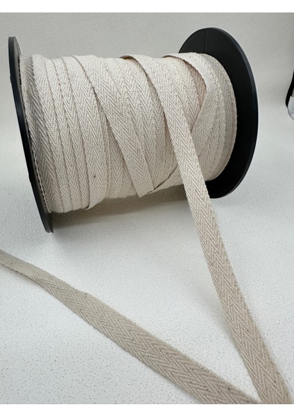 1.5 cm Balıksırtı Şerit-5 Metre-Ekru-Kalın