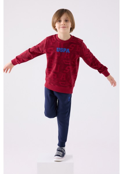 Pamuklu Baskılı Beli Lastikli Bisiklet Yaka Eşofman Takımı Erkek Çocuk Eşofman Takımı US1929 fiyatları