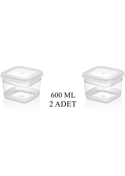 2 Adet Şeffaf Saklama Kabı 600 ml