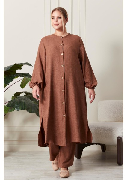 Kadın Büyük Beden Keten Ayrobin 2'li Takım fırsatları