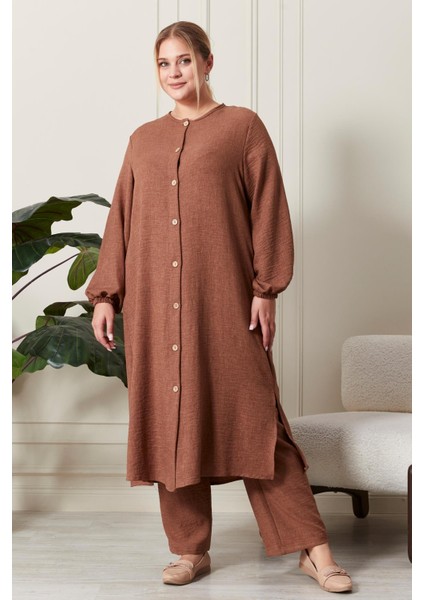 Kadın Büyük Beden Keten Ayrobin 2'li Takım indirimleri