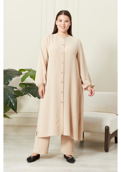 Kadın Büyük Beden Keten Ayrobin 2'li Takım