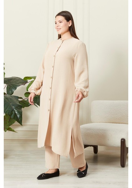 Kadın Büyük Beden Keten Ayrobin 2'li Takım modelleri