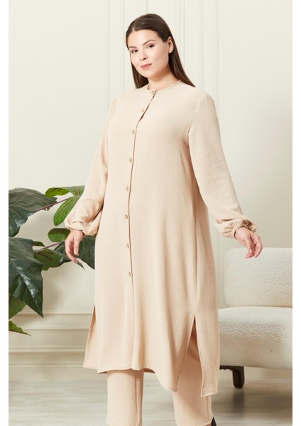 Kadın Büyük Beden Keten Ayrobin 2'li Takım fırsatları