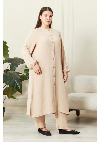 Kadın Büyük Beden Keten Ayrobin 2'li Takım indirimleri