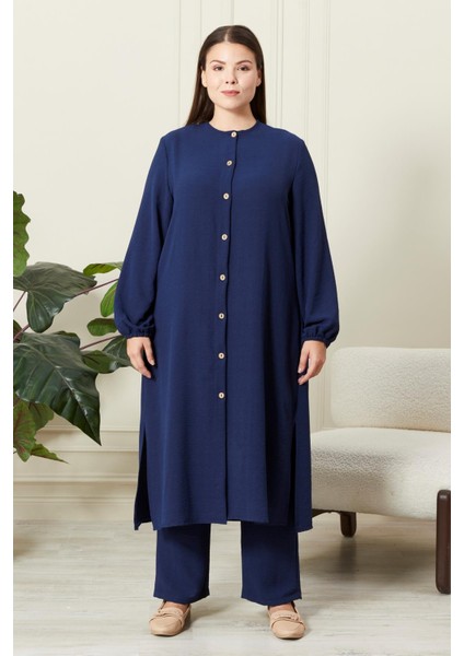 Kadın Büyük Beden Keten Ayrobin 2'li Takım