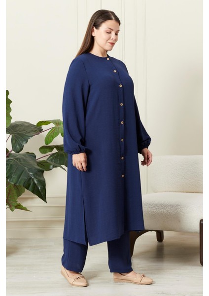 Kadın Büyük Beden Keten Ayrobin 2'li Takım modelleri