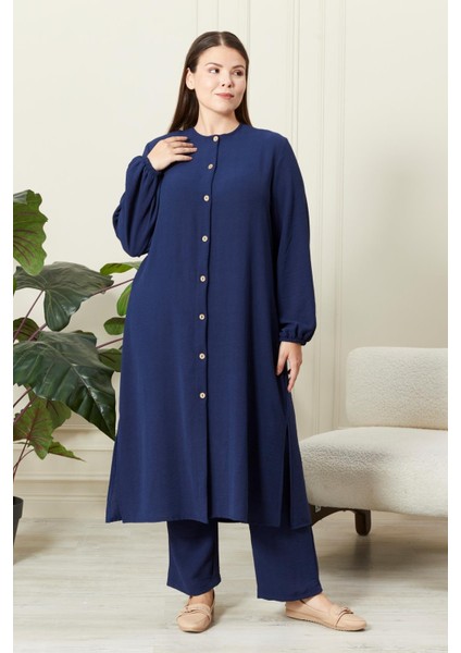 Kadın Büyük Beden Keten Ayrobin 2'li Takım fırsatları