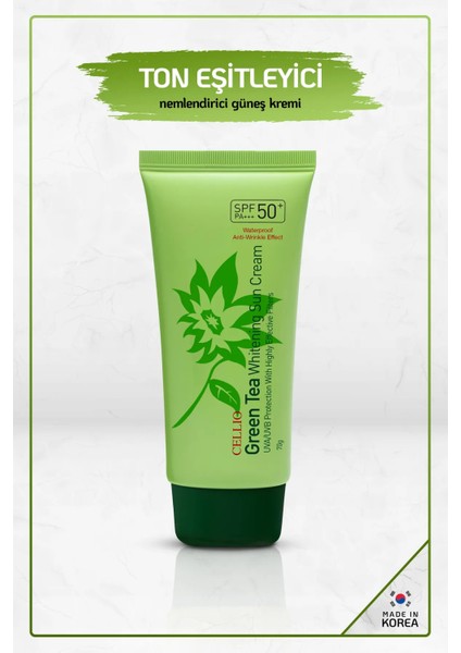 Dr. Cellıo Green Tea Içeren Yatıştırıcı Leke ve Akne Karşıtı SPF50 Yeşil Çay Özlü Kore Güneş Koruyucu Krem