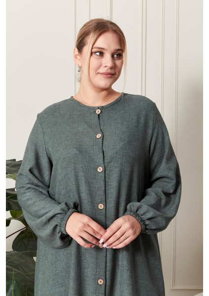 Kadın Büyük Beden Keten Ayrobin 2'li Takım