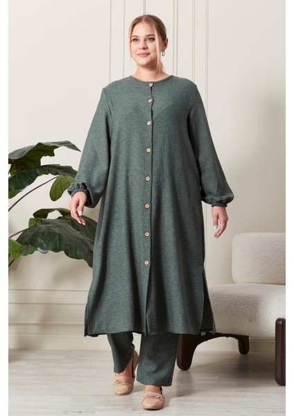 Kadın Büyük Beden Keten Ayrobin 2'li Takım fırsatları