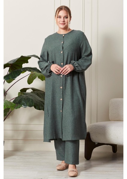 Kadın Büyük Beden Keten Ayrobin 2'li Takım indirimleri