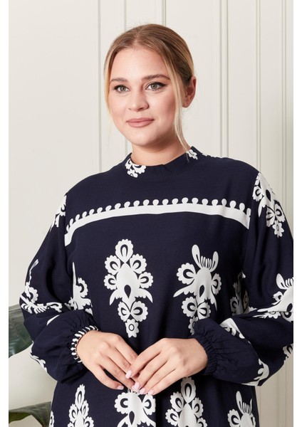 Kadın Büyük Beden Hakim Yaka Elbise modelleri