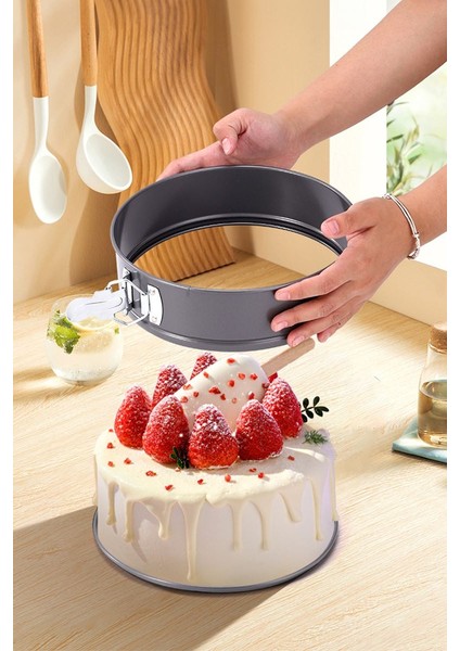 Karbon Çelik 3 Parça 24-26-28 cm Yuvarlak Kelepçeli Kek Kalıbı Seti CIN802SY indirimleri