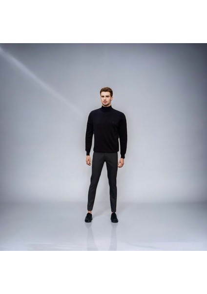 Erkek Yarım Balıkçı Boğazlı Baba Siyah Triko Kazak fiyatları