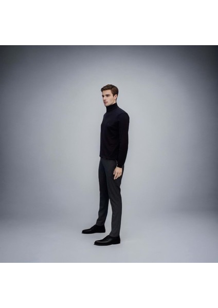 Erkek Yarım Balıkçı Boğazlı Baba Siyah Triko Kazak modelleri