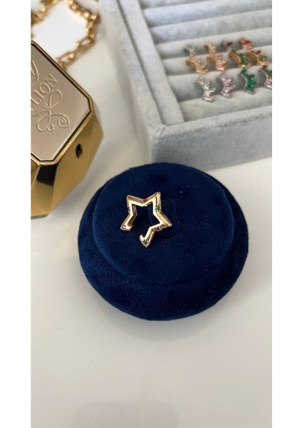 Vip Seri Gold Renkli Taşlı Yıldız Kıkırdak Küpe (Earcuff)