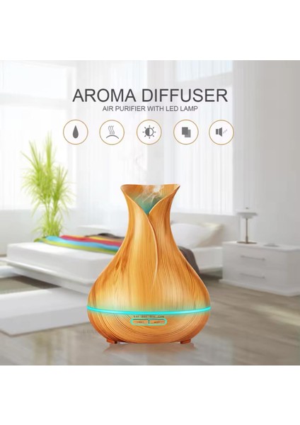 Ultrasonik Aroma Difüzörü - Hava Nemlendirici - Kokulu Uçucu Yağ Difüzör - Kumandalı 550 ml