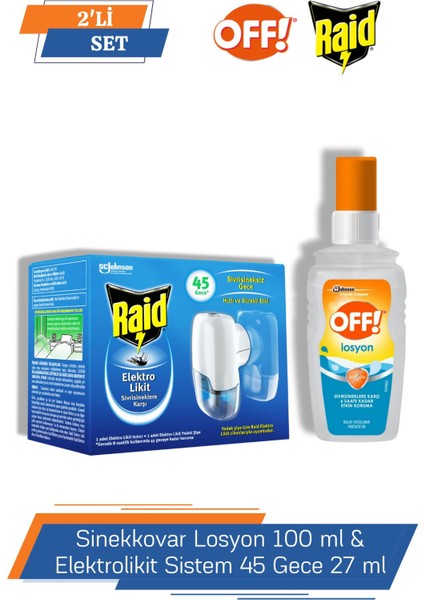 Off! Sinekkovar Losyon 100 ml & Raid Elektrolikit Sistem 45 Gece 27 ml