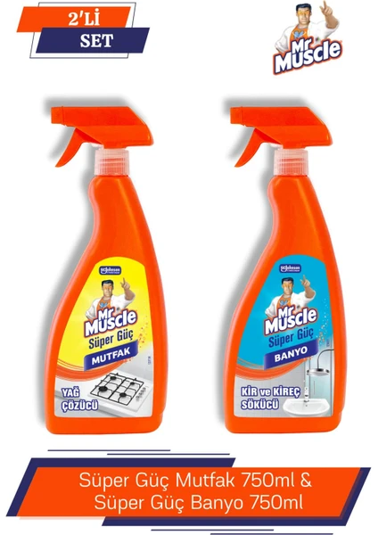 Mr. Muscle Süper Güç Mutfak 750ml &  Süper Güç Banyo 750ml