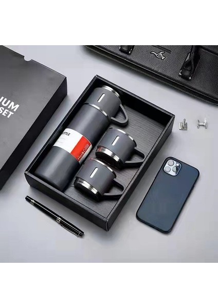 500ML Iş 304 Paslanmaz Çelik Termos Bardak Üst Düzey Tatil Hatıra Hediyesi Bardak Erkekler ve Kadınlar Için Basit Bir Bardak Çok Kapaklı Kullanışlı Bardak (Yurt Dışından)