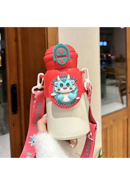 500 ml Yeni Yüksek Görünümlü ve Ilginç Çift Içecek 316 Gıda Sınıfı Paslanmaz Çelik Su Bardağı Karikatür Saman Doğrudan Içme Çocuk Termos Bardak (Yurt Dışından)