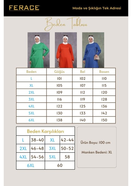 Kadın Büyük Beden İki İplik Penye Uzun Tesettür Tunik