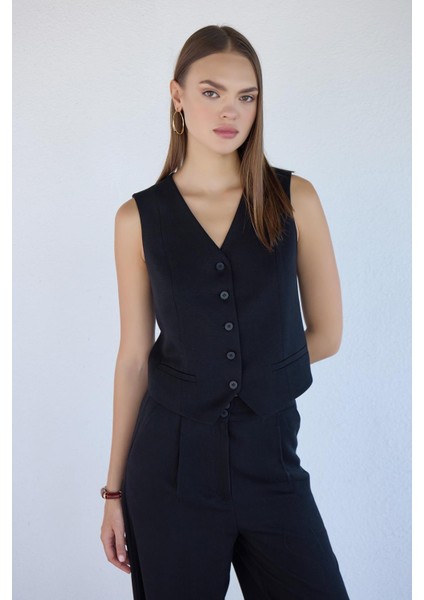 Liyosel Regular Fit Siyah Yelek