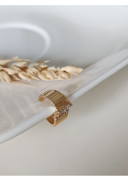 Kadın Zirkon Taşlı Zikzak Earcuff Kıkırdak Küpe