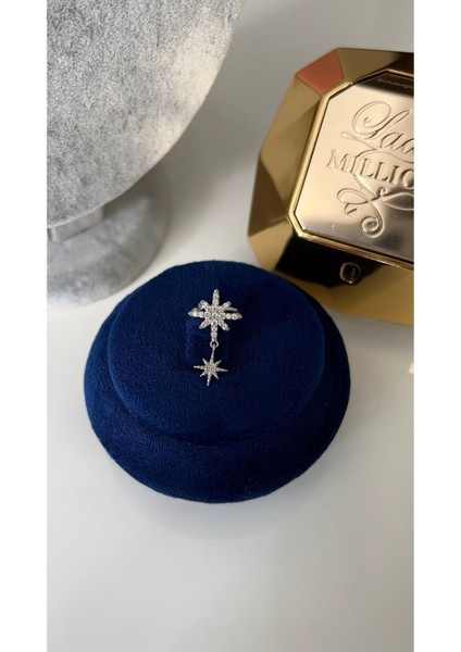 Vip Seri Gümüş Sallantılı Kuzey Yıldızı Kıkırdak Küpe (Earcuff)