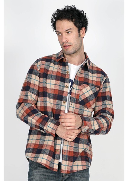 Cruz Erkek Dokuma Uzun Kol Gömlek Kiremit-Ekru fiyatları