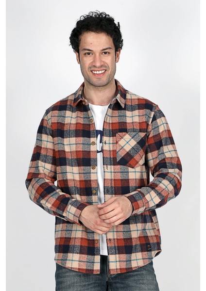 Cruz Erkek Dokuma Uzun Kol Gömlek Kiremit-Ekru modelleri