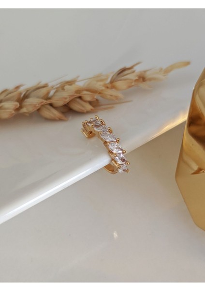 Gold Damla Taşlı Model Earcuff Kıkırdak Küpe