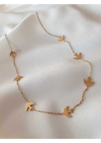 Gold Kuş Tasarımlı Çelik Kolye fiyatları