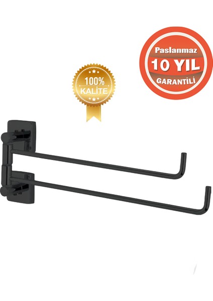 Paslanmaz Pirinç Mat Siyah Vizyon 2’li Döner Havluluk