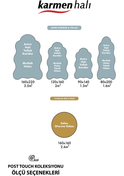Post Touch TH001G Antrasit Halı Post Peluş Kürk Halı Yuvarlak Daire