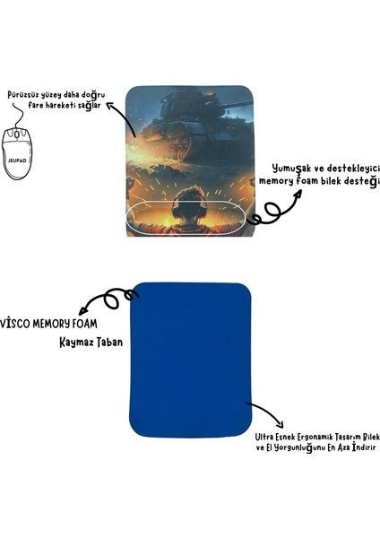 Bilek Destekli Memory Foam Kaymaz Taban Mouse Pad MSP-009 Desenli 14