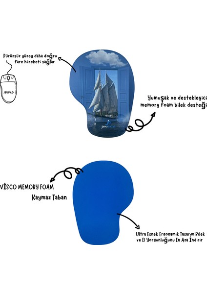 Bilek Destekli Memory Foam Kaymaz Taban Mouse Pad MSP-008 Desenli 11