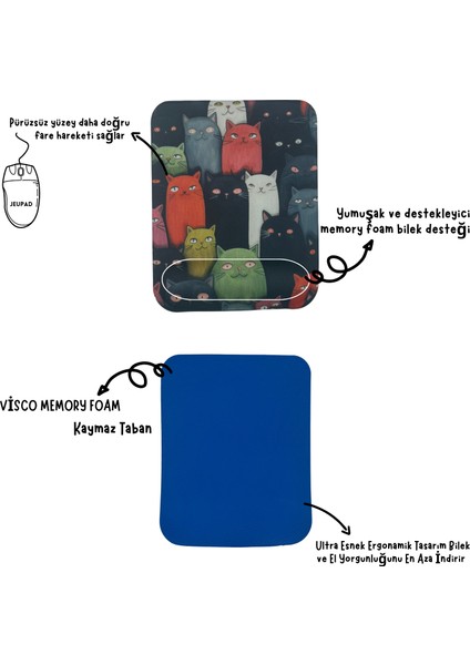 Bilek Destekli Memory Foam Kaymaz Taban Mouse Pad MSP-009 Desenli 12