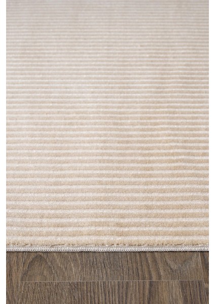 Merit MR010A Krem Halı Vizon Bej Geometrik Detaylı Ince Yumuşak Akrilik Modern Salon Halısı