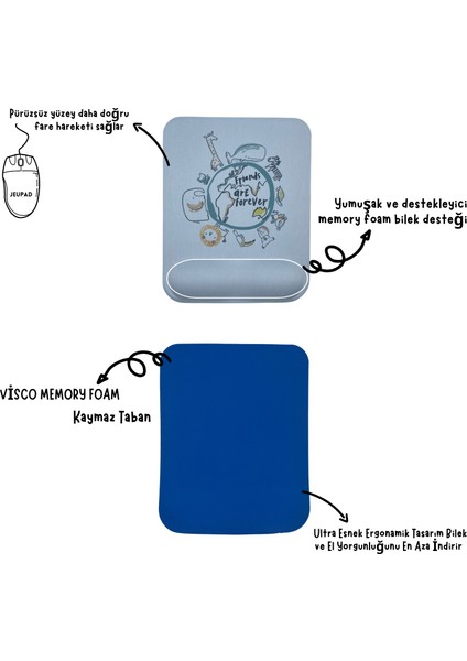 Bilek Destekli Memory Foam Kaymaz Taban Mouse Pad MSP-009 Desenli 2