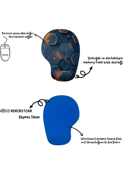 Bilek Destekli Memory Foam Kaymaz Taban Mouse Pad MSP-008 Desenli 8