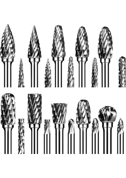 Çift Kesim Karbür Döner Çapak Seti 20 Adet Kalıp Öğütücü Uçları 1/8 Inç Shank Tungsten Karbür Kesme Çapakları Ahşap Çalışma Için (Yurt Dışından)
