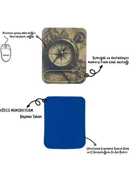 Bilek Destekli Memory Foam Kaymaz Taban Mouse Pad MSP-009 Desenli 13